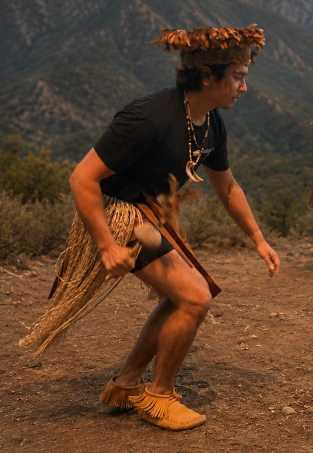 Tongva dancer performing